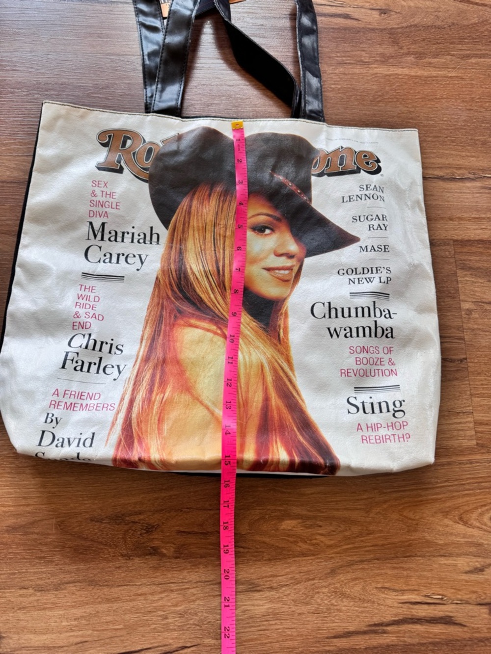 Rolling Stone Mariah Carey Print Tote Bag in Cream and Black NWT Vintage - Picture 4 of 8